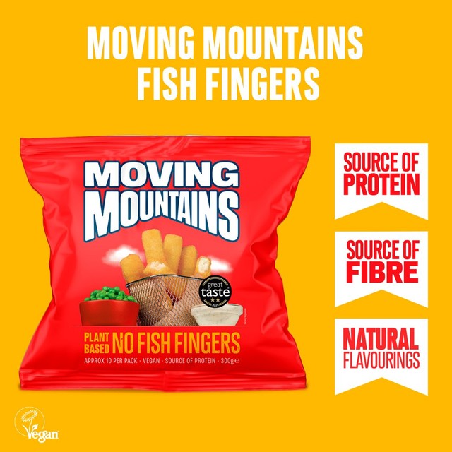 Moving Mountains Plant Based Fish Fingers Breaded 300g, imported from the UK