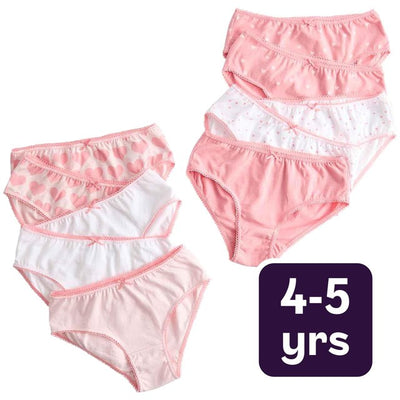 M&S Girls Cotton Heart Knickers, Pink Mix, 4-5 Years