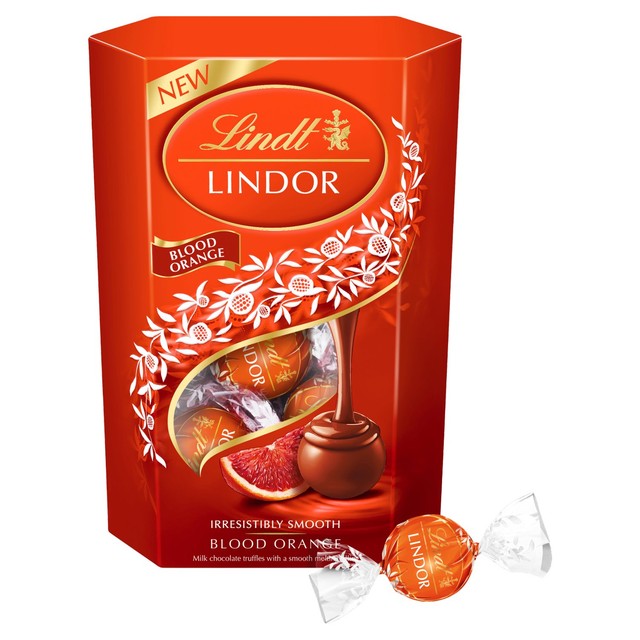 Lindt Lindor blood orange milk chocolate truffles box 200g, UK version