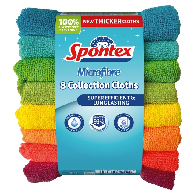 Spontex microfibre cloths 8 pack (British brand)