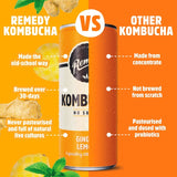 Remedy ginger lemon kombucha 250ml, imported from the UK