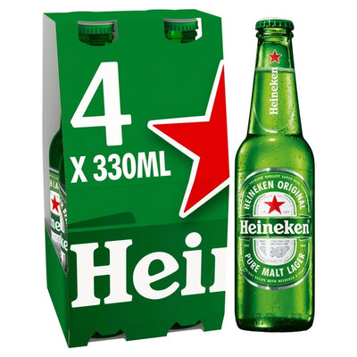 Heineken Lager Beer 4 x 330ml Bottles