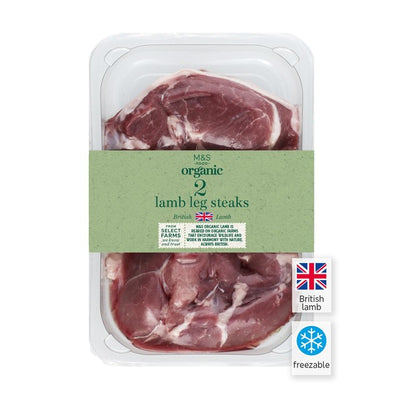 M&S Organic British 2 Lamb Leg Steaks 300g