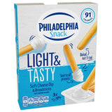 Philadelphia Light cheese dip with breadsticks 3 x 42g, imported from the UK