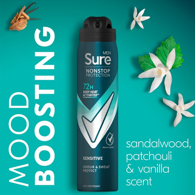 Sure men sensitive anti-perspirant deodorant spray 250ml (British brand)
