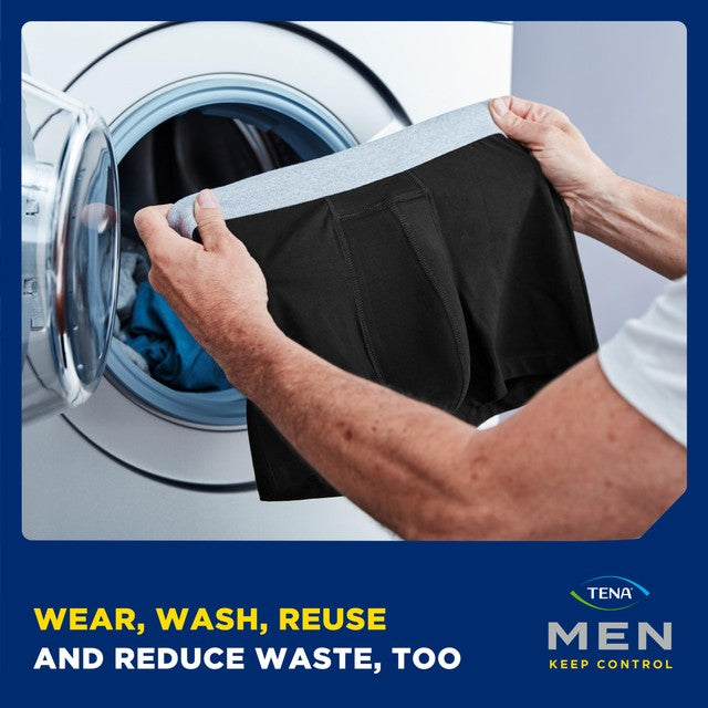 TENA Men Washable Incontinence Boxer Black Size Large (British brand)