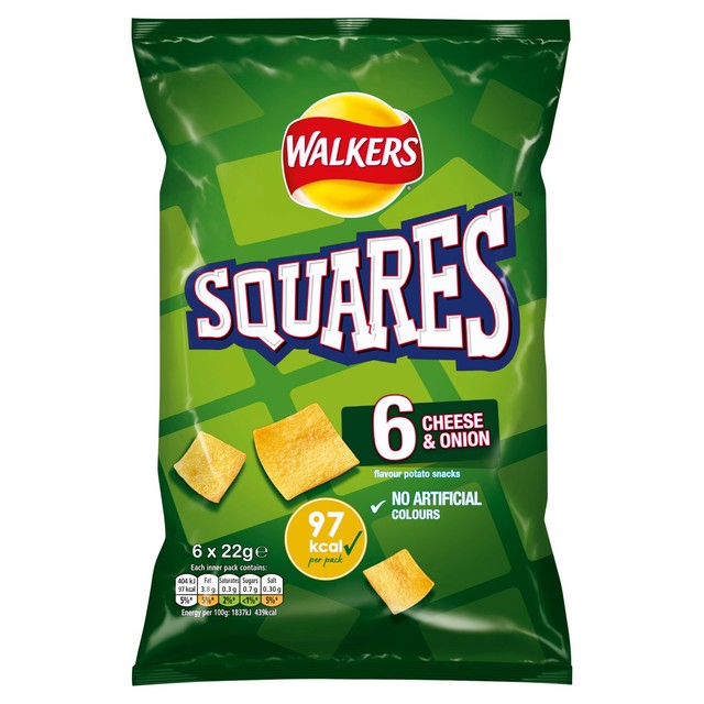 Squares Cheese & Onion crisps 6x22g multipack (British brand)