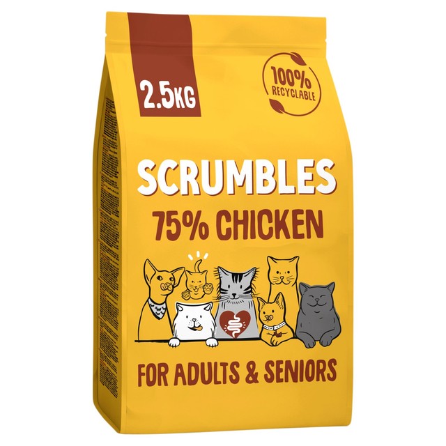 Scrumbles Adults and Seniors Gluten Free Chicken Dry Cat Food 2.5kg (British brand)