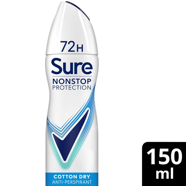 Sure women's cotton dry anti-perspirant spray 150ml (British brand)