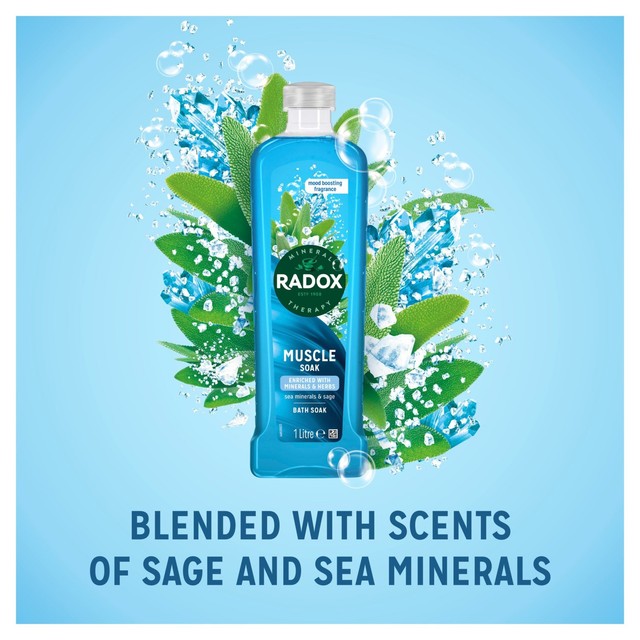 Radox Muscle Soak bath soak with sage and sea minerals 1L, imported from the UK
