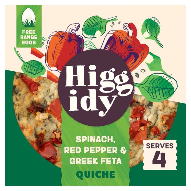Higgidy Spinach, Red Pepper & Greek Feta Quiche 400g, UK version