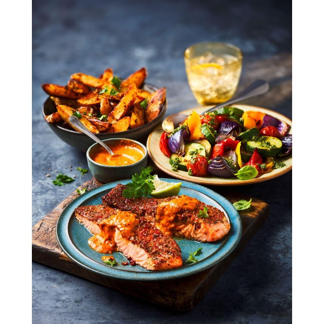 M&S Mediterranean roasting vegetables with basil lemon dressing 350g, imported from the UK