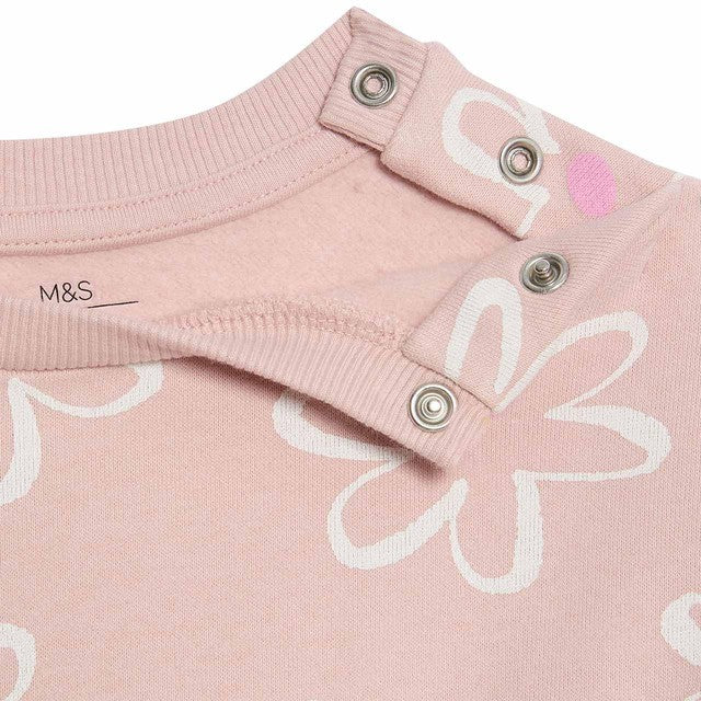 M&S floral baby outfit set pink 9-12 months, imported from the UK