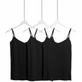 M&S women's cotton strappy vests black size 8, imported from the UK