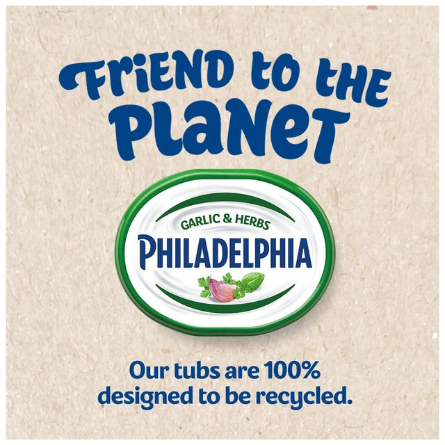 Philadelphia garlic and herbs soft cream cheese 165g, imported from the UK