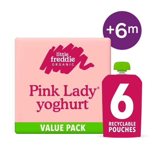 Little Freddie Pink Lady Yoghurt Pouch 6 pack, UK version
