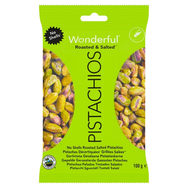 Wonderful Pistachios No Shells Roasted and Salted 100g (British brand)