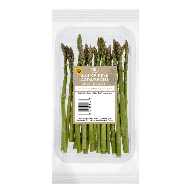 M&S extra fine asparagus 110g, imported from the UK