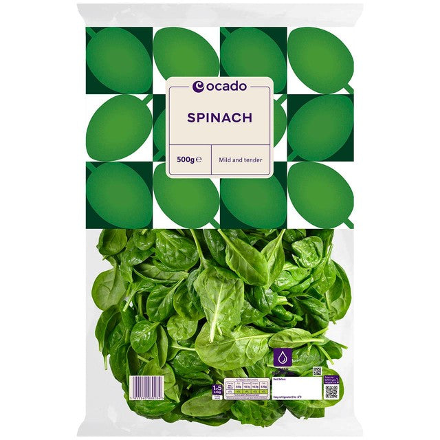 Ocado spinach 500g, imported from the UK