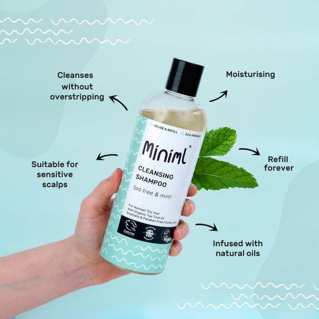 Miniml Tea Tree & Mint shampoo 500ml, imported from the UK