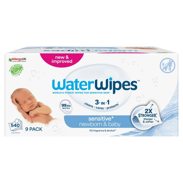 WaterWipes sensitive newborn baby wipes 540 wipes (British brand)