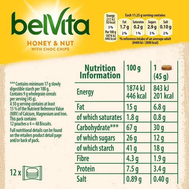 Belvita Honey & Nuts Choc Chips Breakfast Biscuits - British product