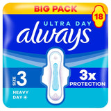 Always Ultra Day & Night Size 3 Sanitary Towels with Wings 18 Pack