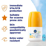 Nivea kids SPF 50+ sun lotion roll-on 50ml, imported from the UK