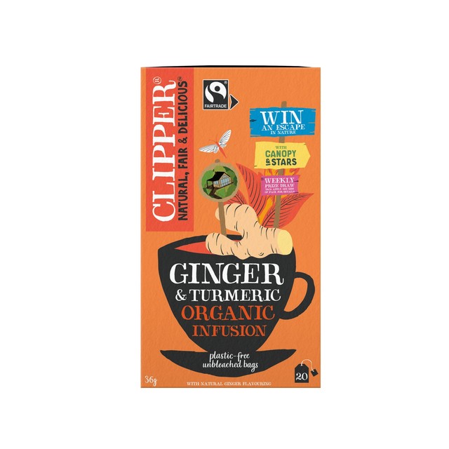 Clipper Ginger and Turmeric Herbal Tea Bags 20 Bags - British product