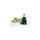 Anniversary House Merry Christmas Green Tree Resin Cake Topper with Motto