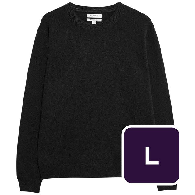 M&S Autograph Pure Cashmere Jumper Black L, imported from the UK