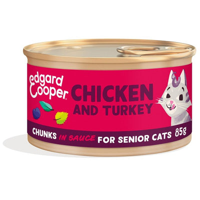 Edgard & Cooper Cat Chunks in Sauce Senior Chicken & Turkey Wet Cat Food 85g