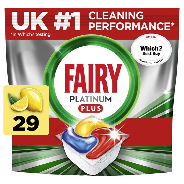 Fairy Platinum Plus Lemon dishwasher tablets - British product