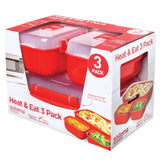 Sistema Microwave Heat & Eat Container Set 3 Pack - Food Storage Containers (2 x 525ml, 1 x 1.25L)