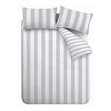 Catherine Lansfield Cove Stripe Silver Single Duvet Cover Set - British product