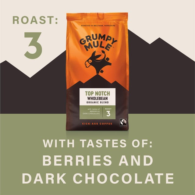Grumpy Mule Top Notch Organic Coffee Beans 1kg, UK version
