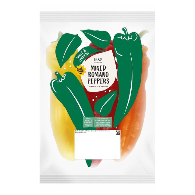 M&S mixed pointed peppers 3 per pack, imported from the UK