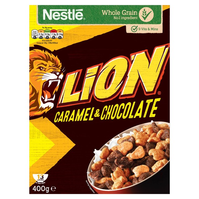 Nestle Lion caramel and chocolate cereal 400g, UK version