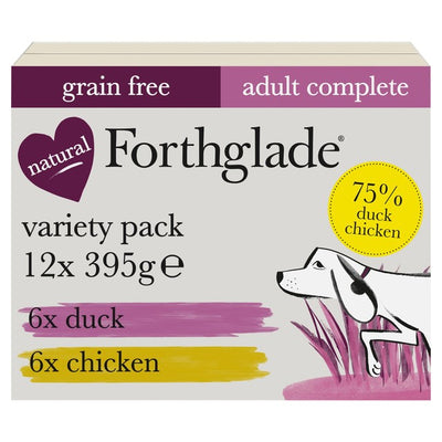 Forthglade Natural Grain-Free Wet Dog Food Variety Pack Chicken & Duck 12 x 395g