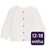 M&S Pure Cotton Patterned Cardigan Cream Girls 12-18 Months
