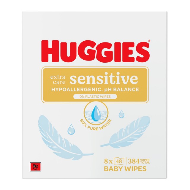 Huggies Pure Extra Sensitive Baby Wipes 8 Pack, UK version
