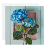 M&S blue flowers blank card 15cm x 15cm, imported from the UK