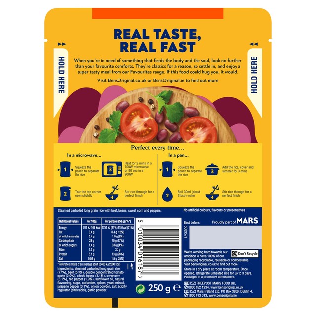 Ben's Original risotto ready meal Chilli con Carne 250g - British product