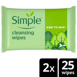 Simple biodegradable face wipes pack of 50 (British brand)