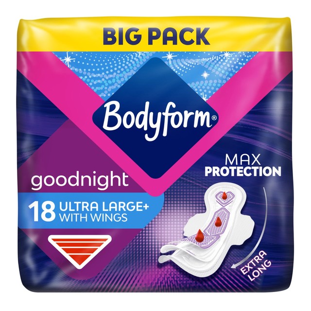 Bodyform Cour-V Ultra Night sanitary towels 18 pack - British product