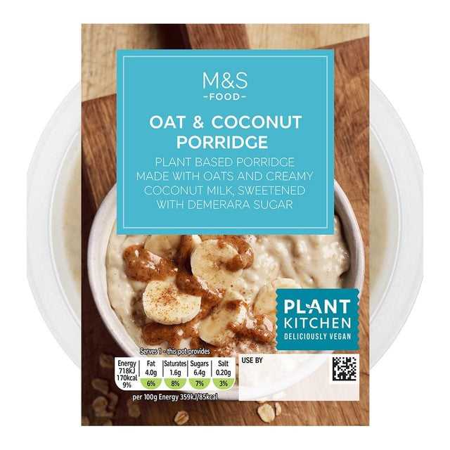 M&S oat and coconut vegan porridge 200g, imported from the UK