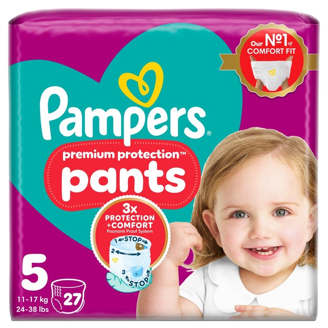 Pampers Premium Protection Nappy Pants size 5 essential pack, imported from the UK