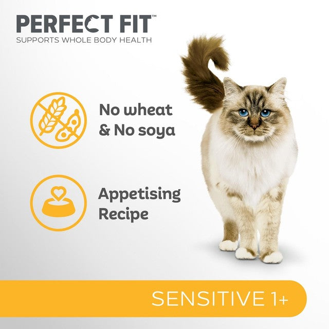 Perfect Fit Sensitive Turkey Dry Cat Food 750g, imported from the UK