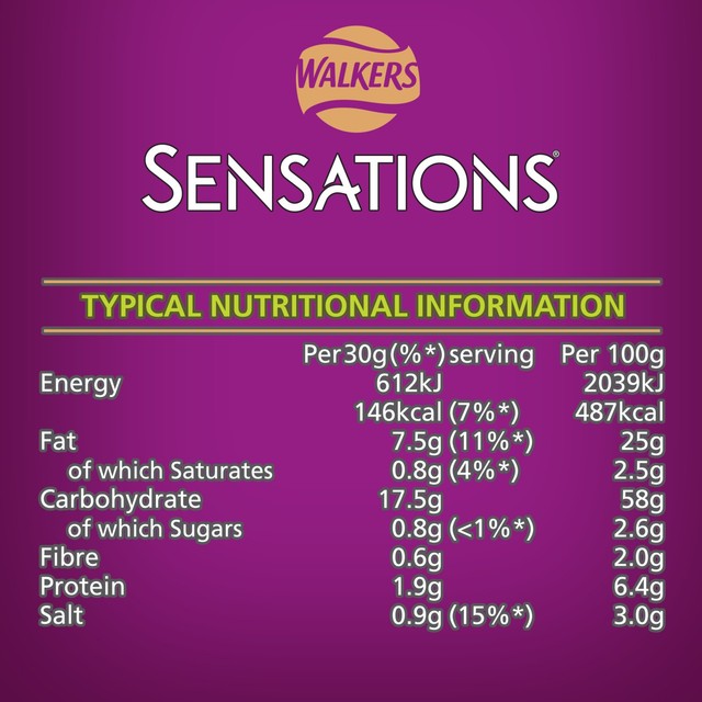 Walkers Sensations lime and coriander chutney poppadoms 82.5g (British brand)