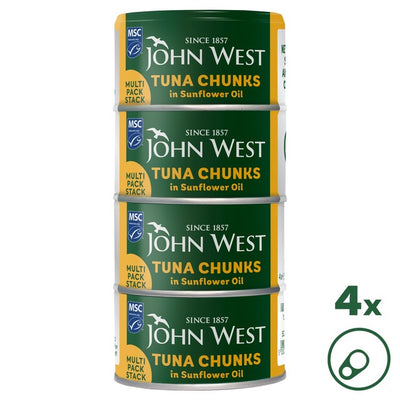 John West Tuna Chunks in Sunflower Oil MSC Canned Tuna 4 x 125g